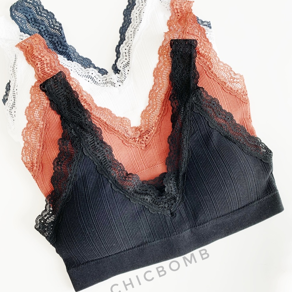 EVERYDAY LACE TRIM BRALETTE - BLACK - Picture 2 of 6